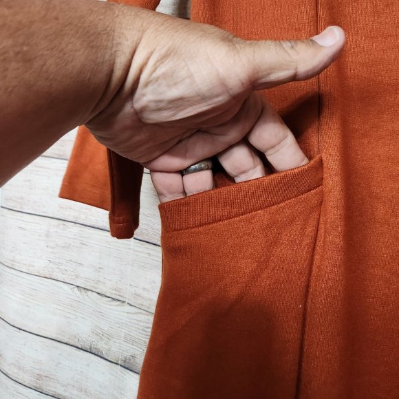 NWT Roolee Women's Burnt Orange Pockets Maxi Zipper Back Stretchy Dress Size M - Picture 6 of 16